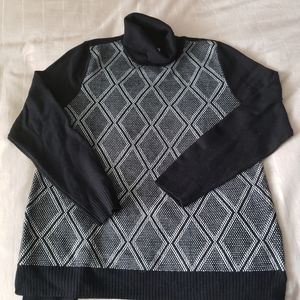 Black and white turtleneck sweater